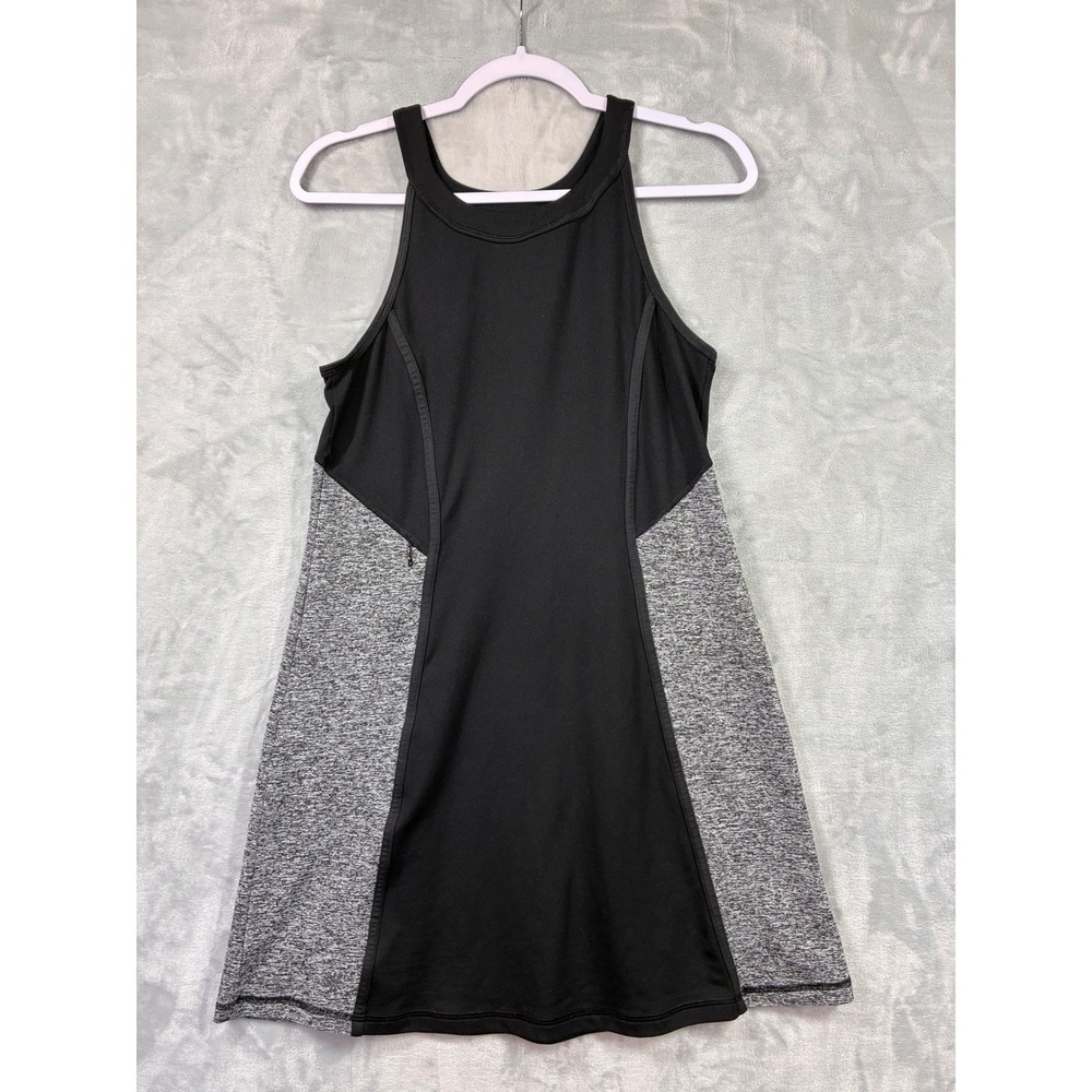 Athleta Black Gray Colorblock Mesh Back Active Dress Sleeveless S 71321